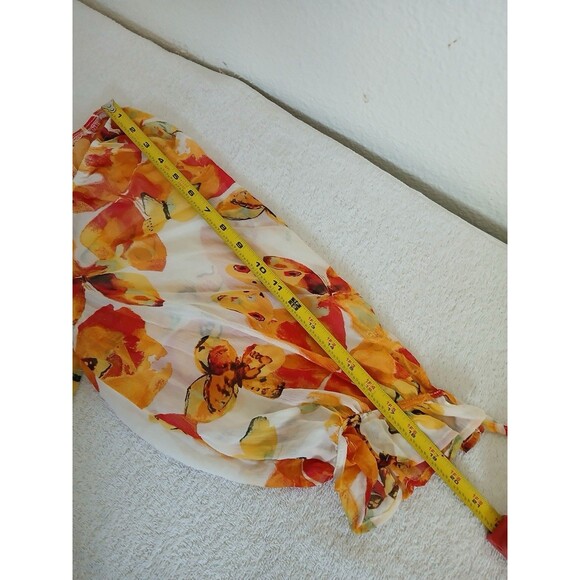 Figueroa & Flower Womens Ivory Orange Print Smocked Midi Dress Fairy Boho 2X - Picture 12 of 15